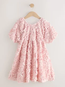Rose - 3D Fleuri Occasion Robe (3-14ans)