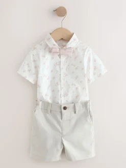 Rose - Ensemble gilet, chemise, short et cravate (3mois9ans)