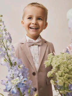 Rose - Ensemble pantalon blazer et nœud papillon (3mois à9ans)