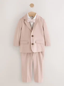 Rose - Ensemble pantalon blazer et nœud papillon (3mois à9ans)