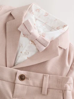 Rose - Ensemble pantalon blazer et nœud papillon (3mois à9ans)