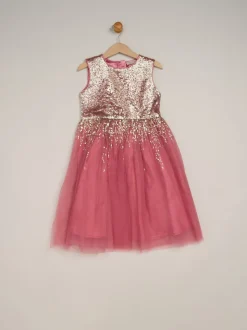 Rose - Ensemble robe Miss Waterfall à sequins et boléro en fausse fourrure
