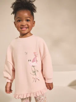 Rose à fleurs fée - Ensemble Sweat-shirt et Leggings à ourlet à volants (3mois-7ans)