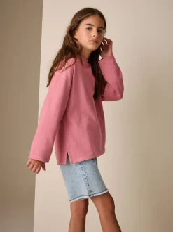 Rose - Haut texturé à manches longues (3-16ans)