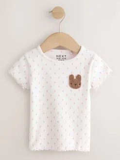 Rose - Hauts côtelés à manches courtes Lot 5 (3mois7ans)