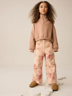 Rose - Jean Jambe large Fleuri Imprimé (3-16ans)