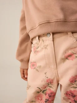 Rose - Jean Jambe large Fleuri Imprimé (3-16ans)