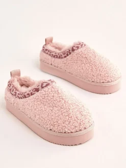 Rose - Lipsy chaussons en imitation peau de mouton à imprimé léopard EVA