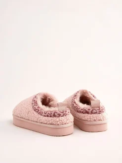 Rose - Lipsy chaussons en imitation peau de mouton à imprimé léopard EVA