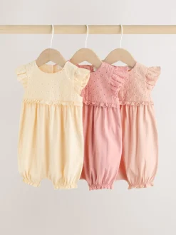Rose - Lot de 3 barboteuses imprimées bébé