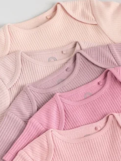 Rose - Lot de 5 bodies bébé à manches courtes