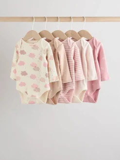 Rose - Lot de 5 bodys à manches longues pour bébé