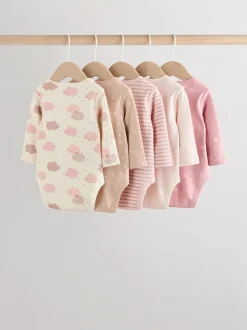 Rose - Lot de 5 bodys à manches longues pour bébé