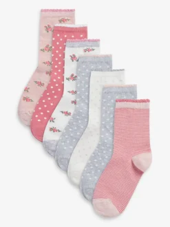 Rose - Lot de 7 chaussettes de cheville Cotton Rich Pretty