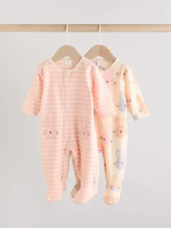 Rose - Lot de 2 dors-bien bébé en micro polaire avec fermeture éclair bidirectionnelle