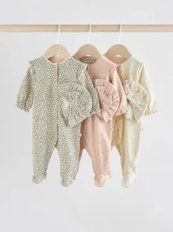 Rose - Lot de 3 dors-bien bébé avec turbans assortis (0mois2ans)