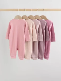 Rose - Lot de 5 dors-bien sans pieds zippés pour bébé (0mois3ans)