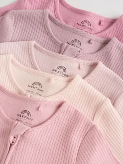 Rose - Lot de 5 dors-bien sans pieds zippés pour bébé (0mois3ans)