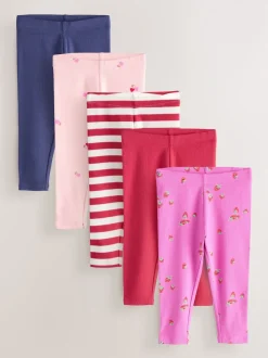 Rose - Lot de 5 leggings côtelés (3mois-7ans)