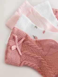 Rose - Lot de 5 paires de Chaussettes BÉBÉ Ditsy Torsade (0mois-2ans)