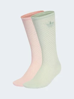 Rose - Lot de 2 paires de Chaussettes Adidas Original Col rond au crochet
