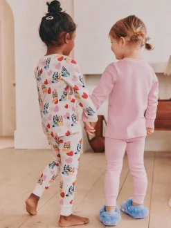 Rose - Lot de 2 pyjamas Snuggle à manches longues Bluey 100 % coton(12mois -8ans)