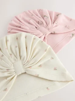 Rose - Lot de 2 turbans pour bébés (0-18mois)