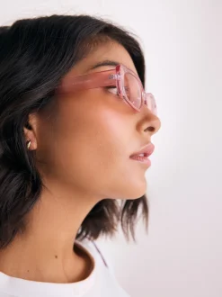 Rose - Lunettes de soleil rectangulaires fines