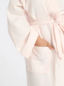 Rose - Peignoir Loungeable gaufré 100% coton