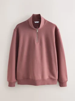Rose - Quart de zip - Sweat-shirt en jersey riche en coton