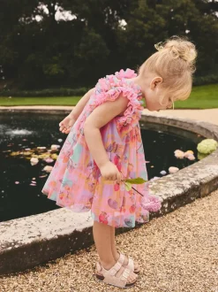 Rose - Robe en maille à épaules volantées (3mois7ans)