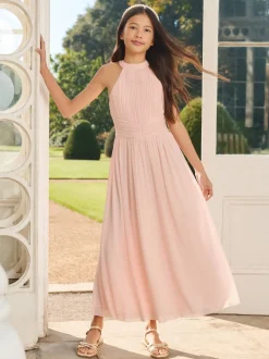Rose - Robe Lipsy grande occasion plissée à dos nu (5-16ans)