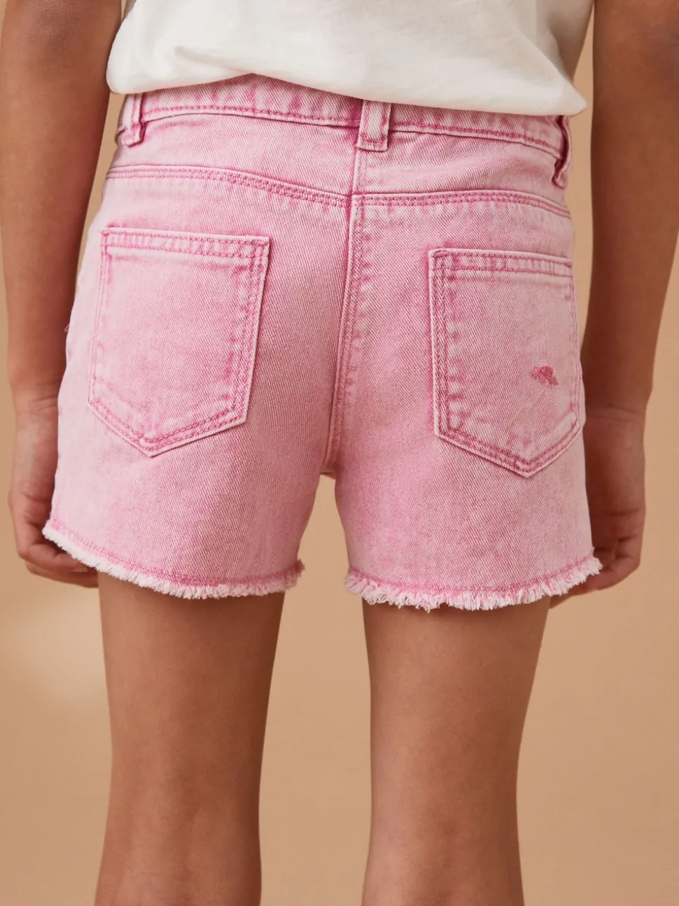 Rose - 100Shorts en coton % Frayed Edge Distressed (3-16yrs)