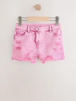 Rose - 100Shorts en coton % Frayed Edge Distressed (3-16yrs)