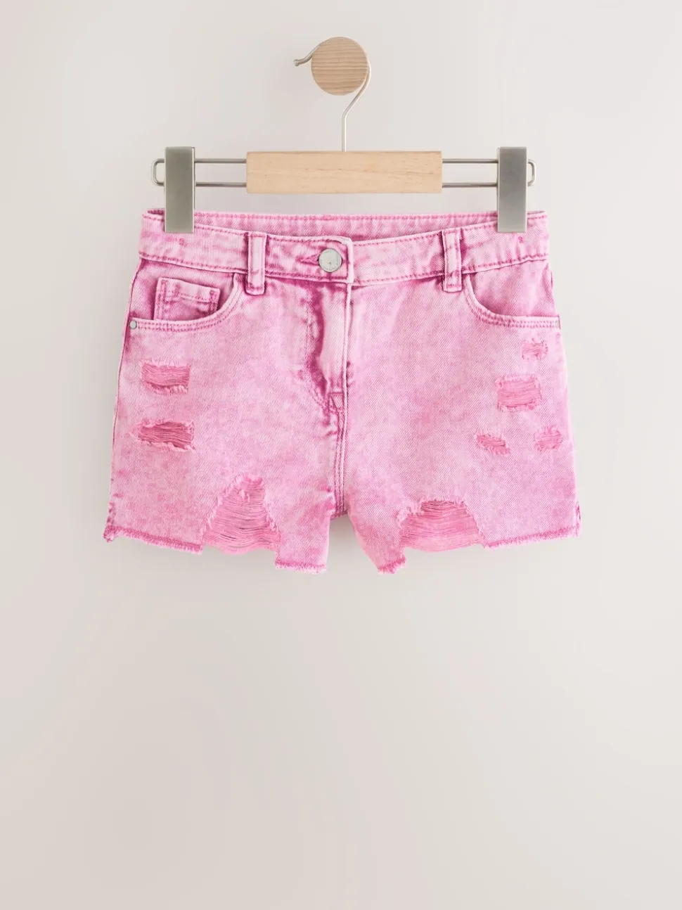 Rose - 100Shorts en coton % Frayed Edge Distressed (3-16yrs)