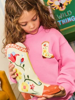 Rose - Sweat-shirt graphique oversize à col rond Eleanor Bowmer