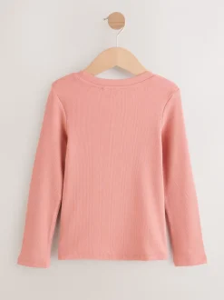 Rose - Top côtelé à manches longues (3-16ans)