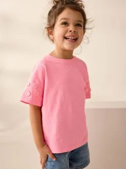 Rose - T-shirt 100% coton Daisy à manches courtes (3mois-7ans)