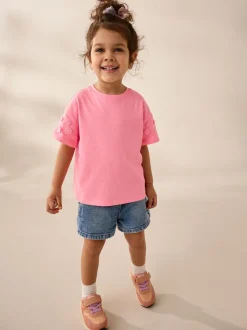 Rose - T-shirt 100% coton Daisy à manches courtes (3mois-7ans)