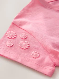 Rose - T-shirt 100% coton Daisy à manches courtes (3mois-7ans)