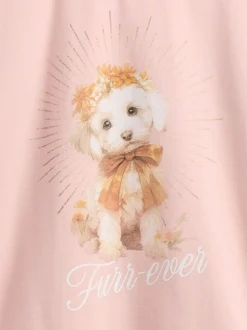 Rose avec chien - T-shirt graphique Gap décontracté (4-13ans) (4-13ans)
