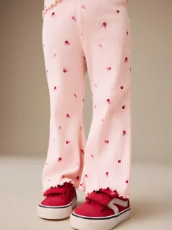 Rose Cherry Cœur - Leggings évasés à côtes (3mths-7yrs)