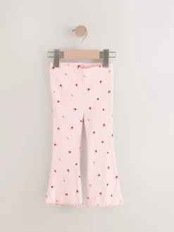 Rose Cherry Cœur - Leggings évasés à côtes (3mths-7yrs)