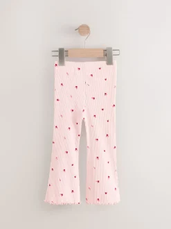 Rose Cherry Cœur - Leggings évasés à côtes (3mths-7yrs)