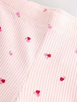 Rose Cherry Cœur - Leggings évasés à côtes (3mths-7yrs)