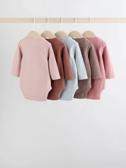 Rose chocolat - Lot de 5 bodies bébé à manches longues