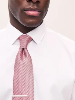 Rose corail - Cravate texturée avec pince à cravate