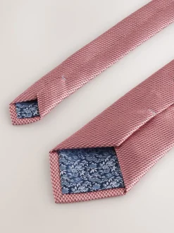 Rose corail - Cravate texturée avec pince à cravate