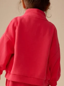 Rose corail - Sweat-shirt à col zippé (3mois-7ans)