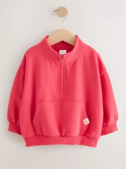 Rose corail - Sweat-shirt à col zippé (3mois-7ans)